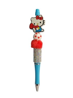 Hello Kitty Blue and Red Gem Pom-Pom Pen